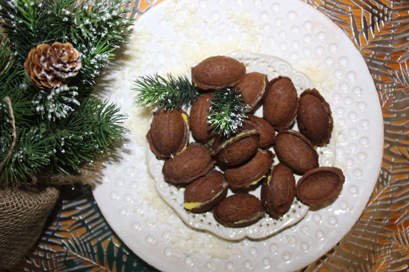 Kakaowe nadziewane orzeszki - świąteczne ciasteczka