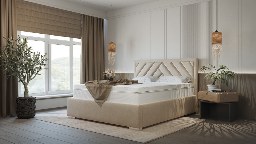 Łóżka tapicerowane z pojemnikiem na pościel